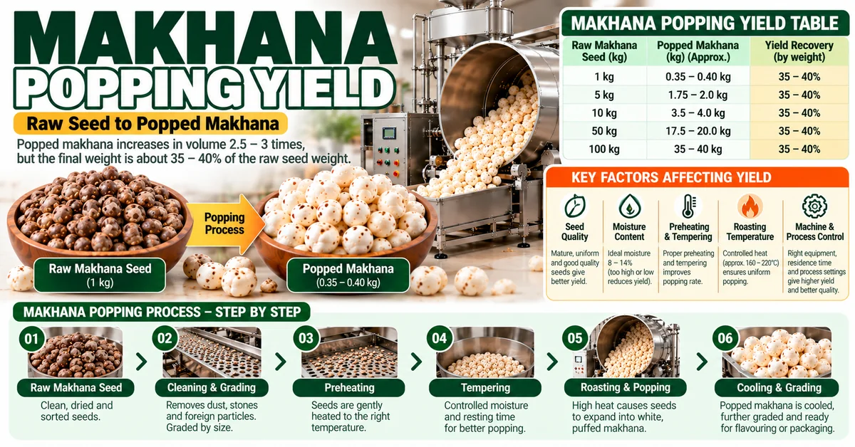 makhana popping yield