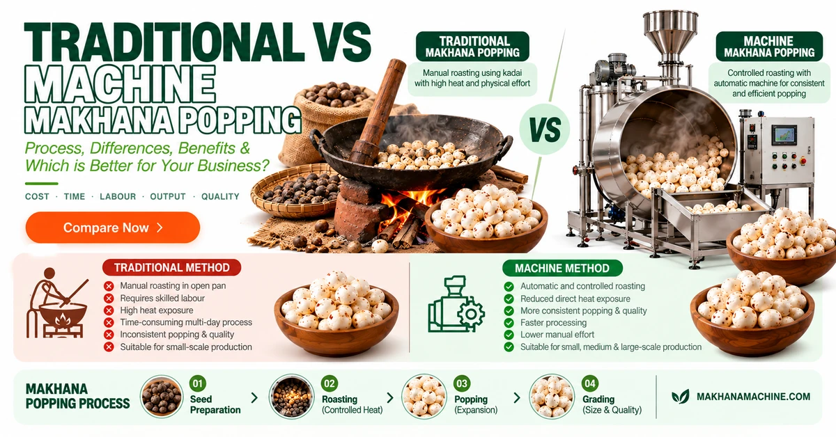 traditional vs machine makhana popping